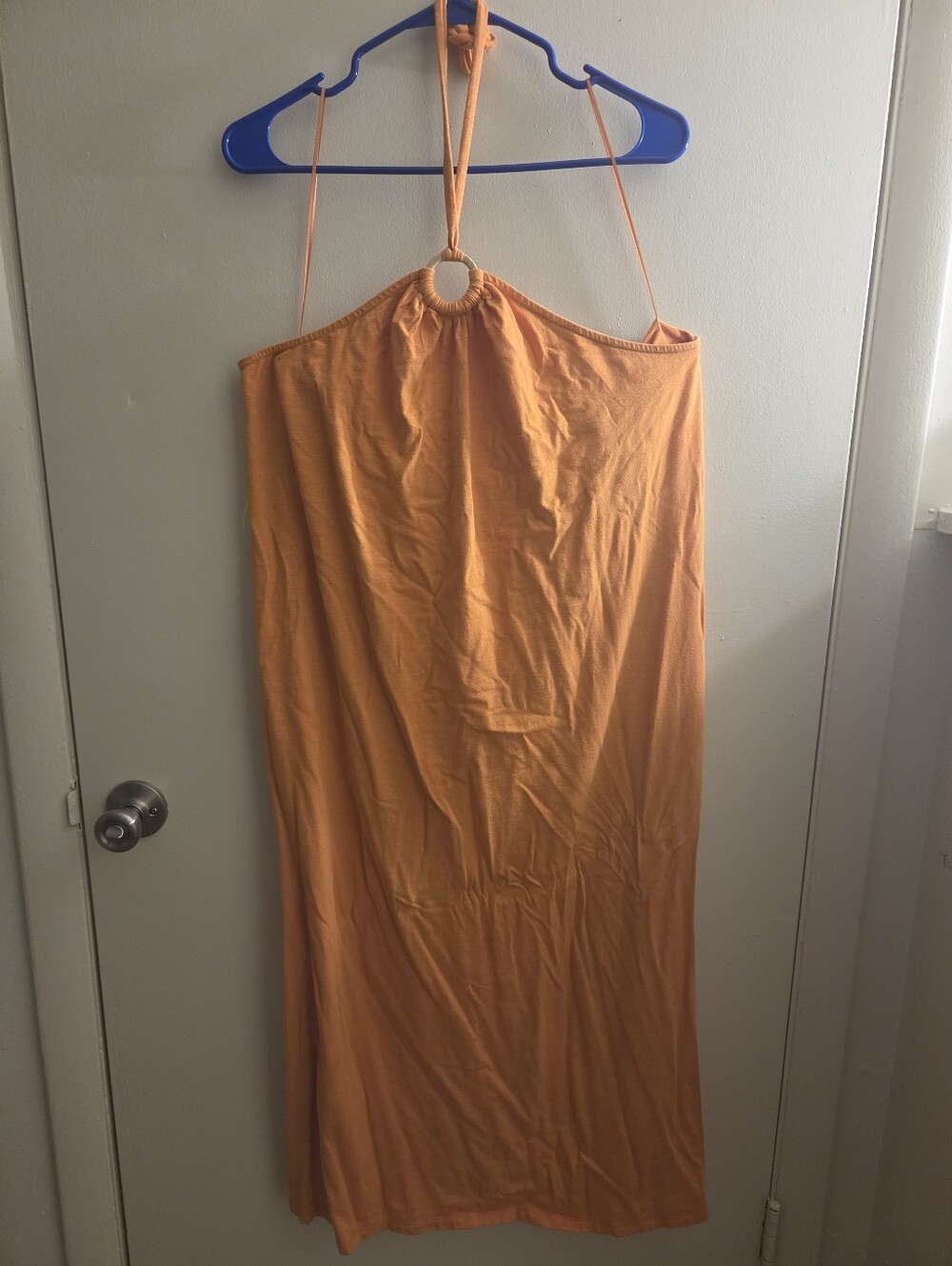 Old Navy Orange Halter Midi Dress with Ring Detail